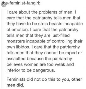 Meme explaining men benefit from feminism