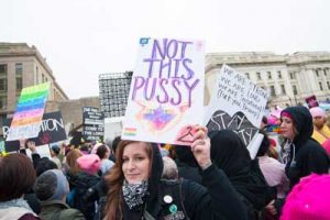 Image of women marching in the women's march 2016