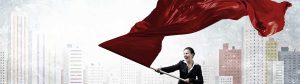 Woman-holding-red-flag-of-power